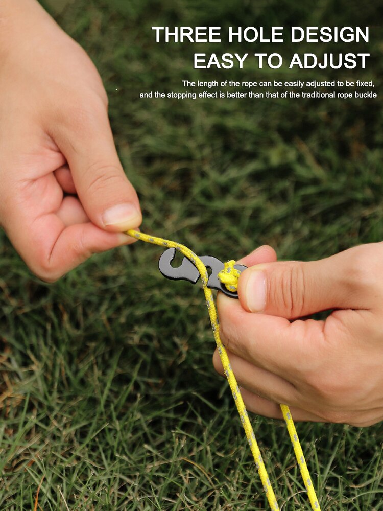 Cheap Goat Tents 10pcs Adjustable Camping Tent Cord Rope Buckle S Type Tensioners Fastener Outdoor Canopy Adjustable Length Fixing Ring Tent Accessories 